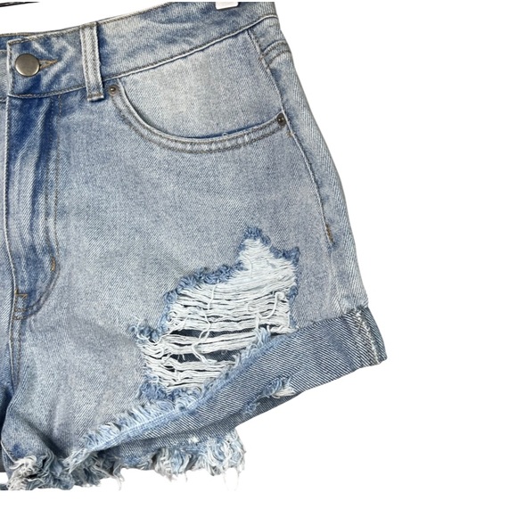 NWT FashionNova Take Me To The Concert Denim Jean Distressed Shorts Size 29 - Picture 8 of 12